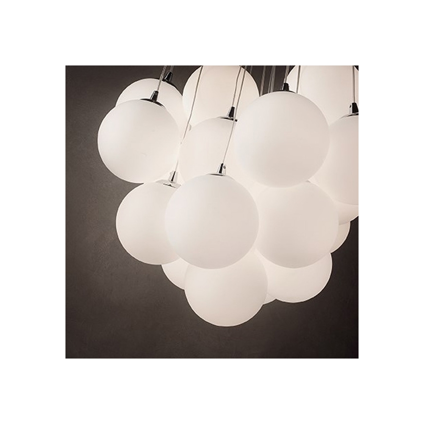 Ideal Lux - Lampadario sospeso con cavi MAPA, 11xE14/40W/230V, diam. 58 cm, bianco