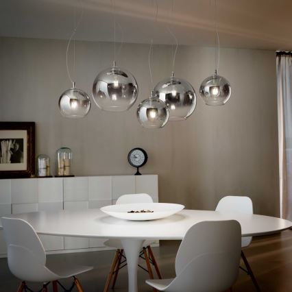 Ideal Lux - Lampadario sospeso con cavo NEMO PLUS 5xE27/42W/230V cromo lucido/grigio fumé