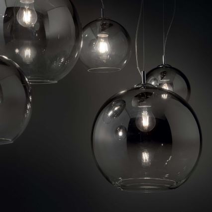 Ideal Lux - Lampadario sospeso con cavo NEMO PLUS 5xE27/42W/230V cromo lucido/grigio fumé