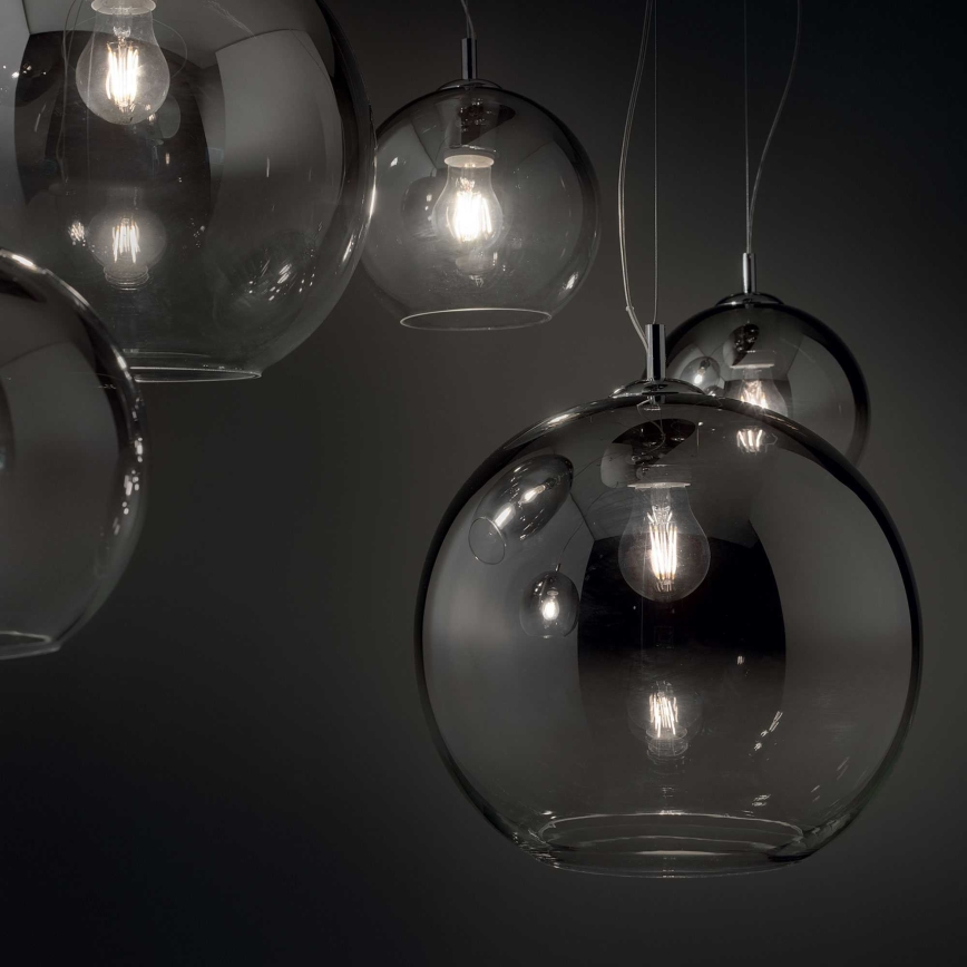 Ideal Lux - Lampadario sospeso con cavo NEMO PLUS 5xE27/42W/230V cromo lucido/grigio fumé
