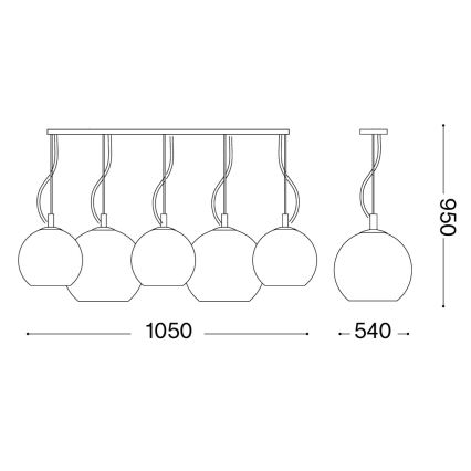 Ideal Lux - Lampadario sospeso con cavo NEMO PLUS 5xE27/42W/230V cromo lucido/grigio fumé