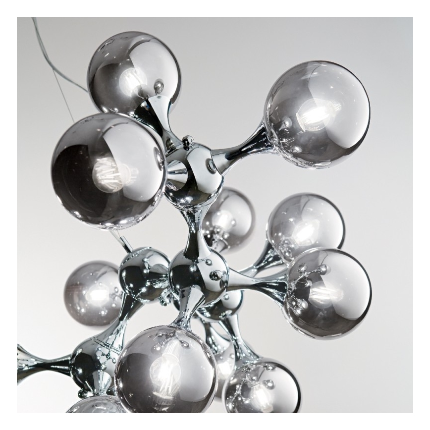 Ideal Lux - Lampadario sospeso su cavi NODI 15xE14/28W/230V Ø 105 cm cromo lucido