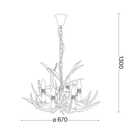 Ideal Lux - Lampadario su catena CHALET 6xE14/40W/230V corna