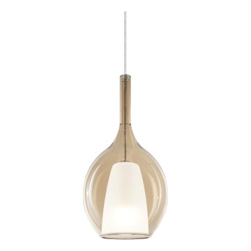 Ideal Lux - Lampadario su cavo KALIQUE 1xE27/42W/230V Ø 18 cm beige fumé