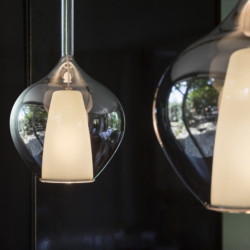 Ideal Lux - Lampadario su cavo KALIQUE 1xE27/42W/230V Ø 18 cm nero fumé