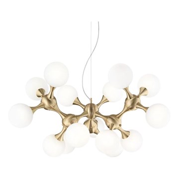 Ideal Lux - Lampadario su cavo NODI 15xE14/28W/230V Ø 105 cm ottone/bianco