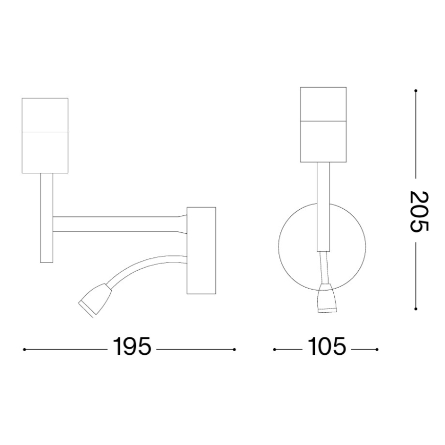 Ideal Lux - LED Lampada flessibile con supporto SET 1xE27/42W + LED/3W/230V CRI 90 USB oro