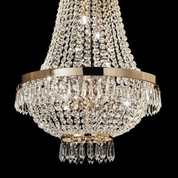 Ideal Lux - LED Lampadario di cristallo a sospensione con catena CAESAR 12xG9/3W/230V diametro 55 cm oro
