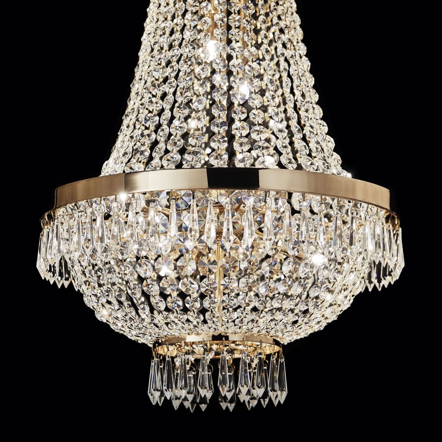 Ideal Lux - LED Lampadario di cristallo a sospensione con catena CAESAR 6xG9/3W/230V diametro 38 cm oro
