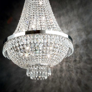 Ideal Lux - LED Lampadario di cristallo a sospensione con catena CAESAR 9xG9/3W/230V diametro 45 cm cromo lucido