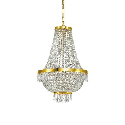 Ideal Lux - LED Lampadario di cristallo a sospensione con catena CAESAR 9xG9/3W/230V diametro 45 cm oro