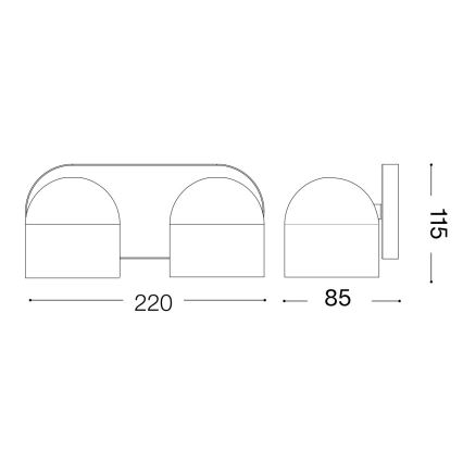 Ideal Lux - Luce Spot da parete a LED DODO 2xGX53/9W/230V nero