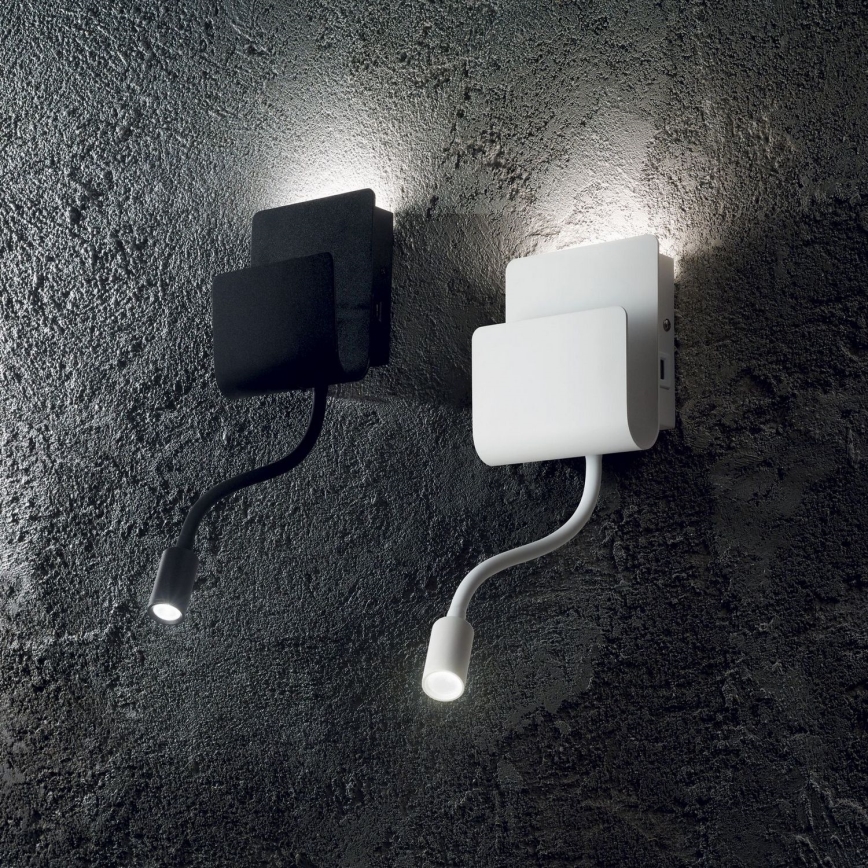 Ideal Lux - Luce Spot da parete a LED con un flessibile lampičkou PROBE LED/9,5W/230V USB CRI 90 nero