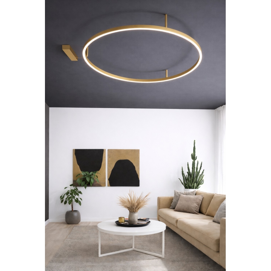 Ideal Lux - Plafoniera LED ORACLE SLIM LED/53W/230V 3000K CRI 90 Ø 90 cm dorata