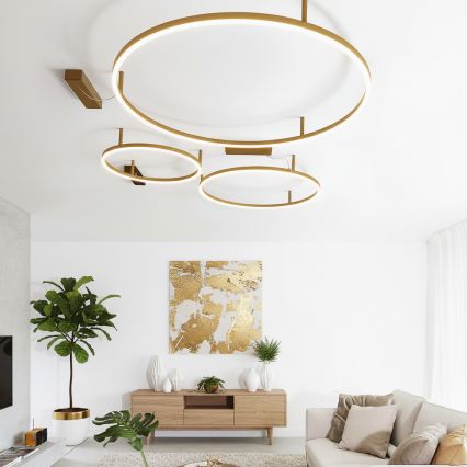 Ideal Lux - Plafoniera LED ORACLE SLIM LED/53W/230V 3000K CRI 90 Ø 90 cm dorata