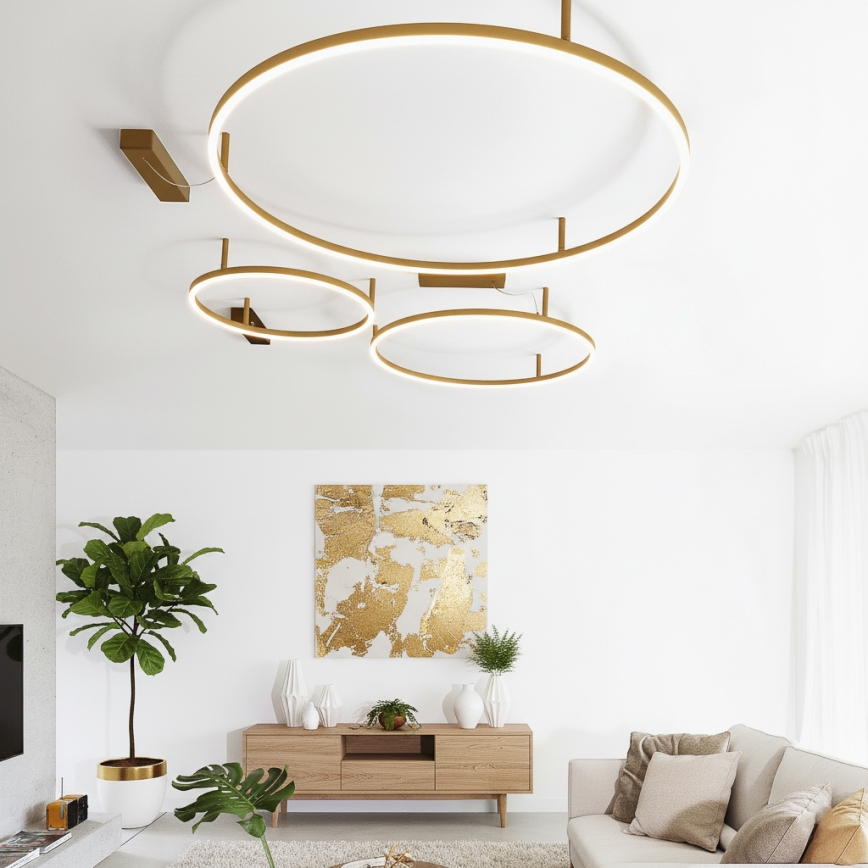Ideal Lux - Plafoniera LED ORACLE SLIM LED/53W/230V 3000K CRI 90 Ø 90 cm dorata