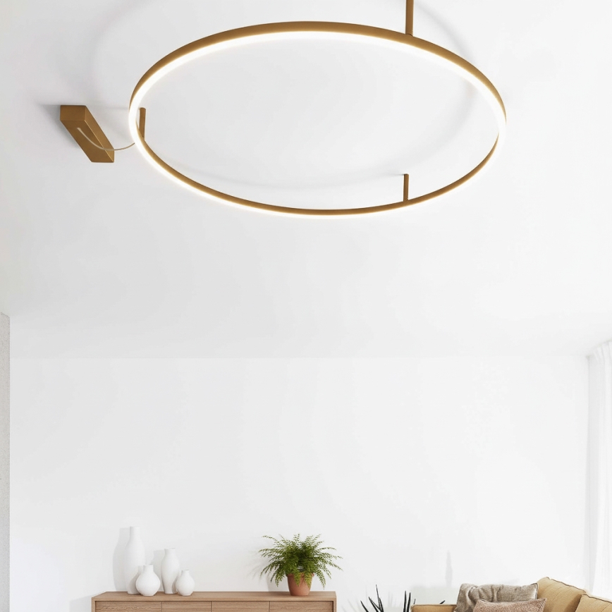 Ideal Lux - Plafoniera LED ORACLE SLIM, 37W, 230V, 3000K, CRI 90, Ø 70 cm, dorata