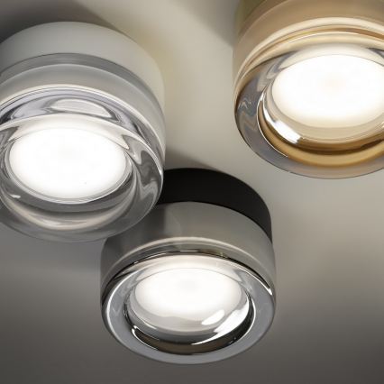 Ideal Lux - Plafoniera LED da bagno LOLLY 1xGX53/9W/230V Ø 10,5 cm IP44 nero/fumé