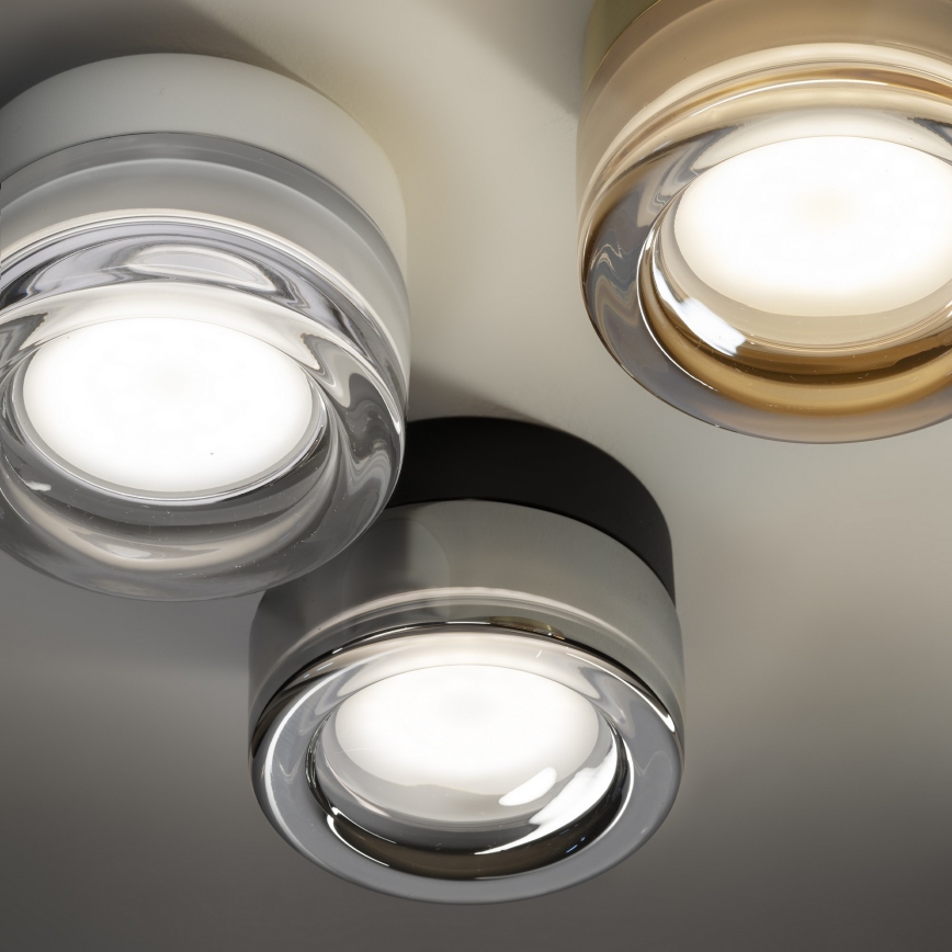 Ideal Lux - Plafoniera LED da bagno LOLLY 1xGX53/9W/230V Ø 10,5 cm IP44 nero/fumé