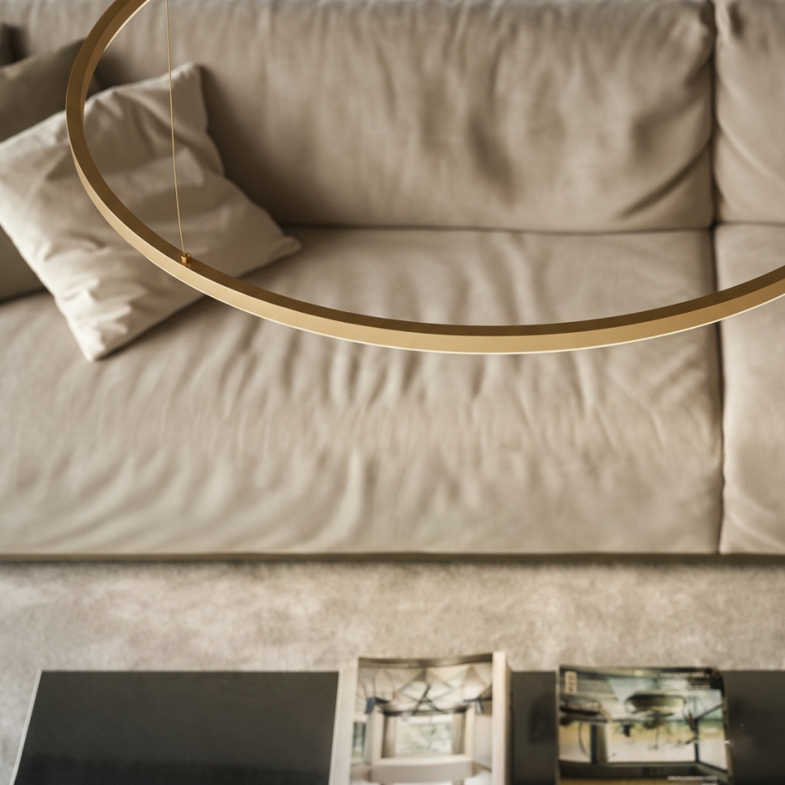 Ideal Lux - Lampadario a sospensione con cavo ORACLE SLIM LED/83W/230V 3000K CRI 90 Ø 150 cm oro