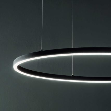 Ideal Lux - Lampadario sospeso con cavo ORACLE SLIM LED/83W/230V 4000K CRI 90 diam. 150 cm nero