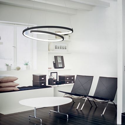Ideal Lux - Lampadario LED dimmerabile a sospensione con cavo OZ LED/48W/230V Ø 60 cm CRI 90 nero