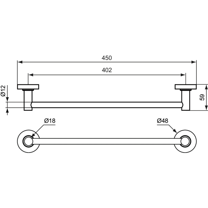 Ideal Standard A9117AA - Porta asciugamani a parete IOM 45 cm cromo lucido