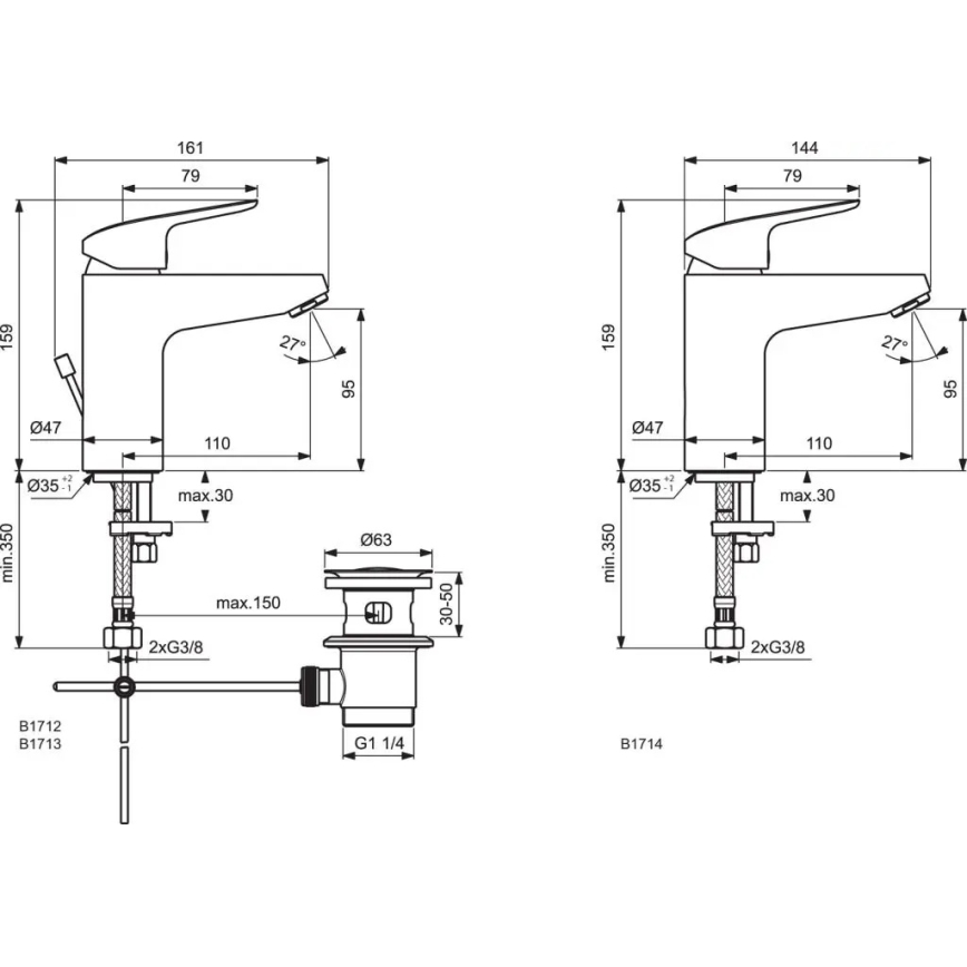 Ideal Standard B1714AA - Miscelatore per lavabo CERAFLEX 15,9 cm cromo lucido