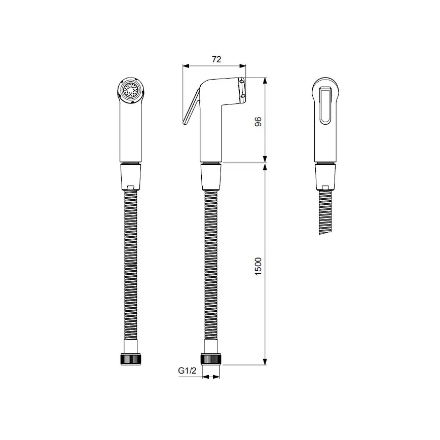 Ideal Standard BC180AA - Doccetta per bidet a mano IDEALSPRAY 150 cm cromo lucido