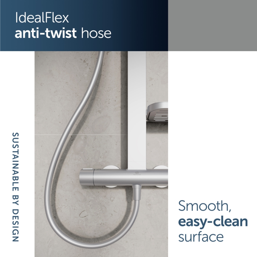 Ideal Standard BD583SI - Set doccia con miscelatore termostatico CERATHERM ALU+ in finitura argento