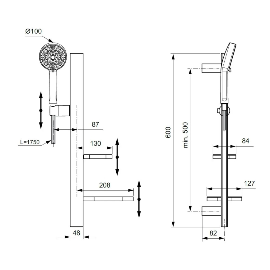Ideal Standard BD586XG - Set doccia IDEALRAIN ALU+ nero opaco