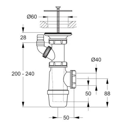 Ideal Standard D5870AA - Sifone per lavello, finitura cromo lucido
