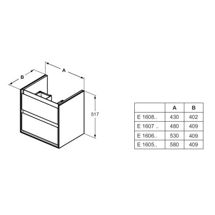 Ideal Standard E1606B2 - Mobile sottolavabo CONNECT AIR 53x40,9 cm, bianco