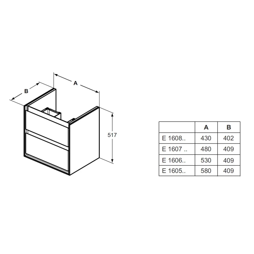 Ideal Standard E1606B2 - Mobile sottolavabo CONNECT AIR 53x40,9cm bianco