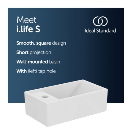 Ideal Standard E211301 - Lavabo sospeso I.LIFE S 37x21 cm ceramica/bianco