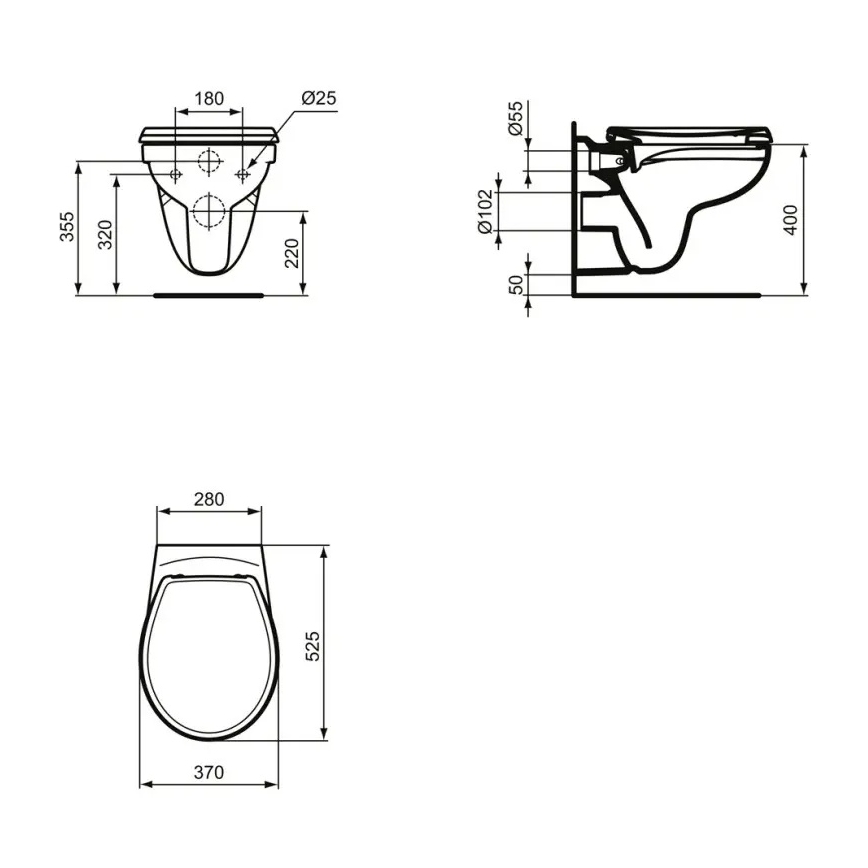 Ideal Standard K881001 - WC sospeso senza brida EUROVIT ceramica/bianco