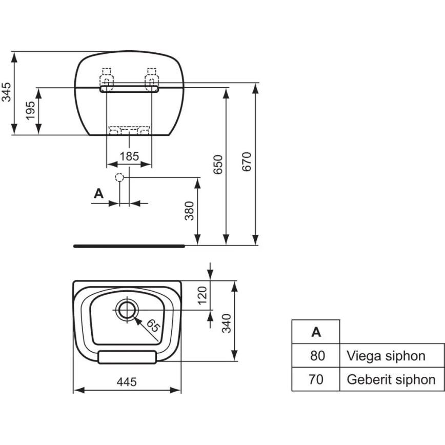 Ideal Standard R380601 - Lavabo sospeso DOURO 44,5x34 cm ceramica/bianco