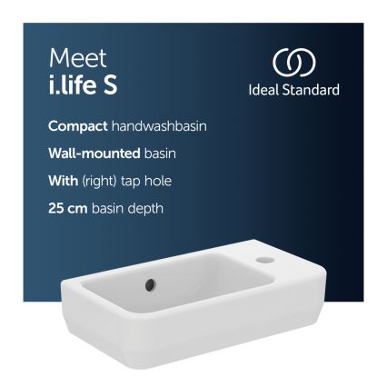 Ideal Standard T458601 -  Lavabo sospeso I.LIFE S 45x25 cm ceramica/bianco
