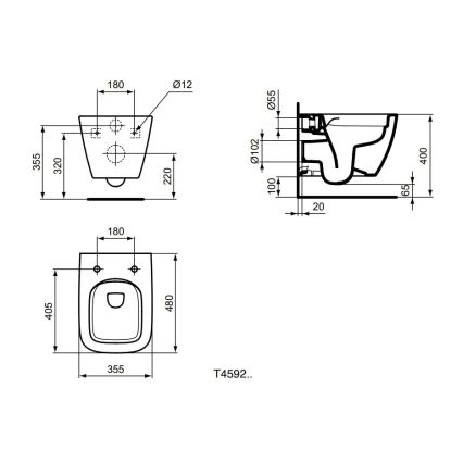 Ideal Standard T459201 - Vaso sospeso Rimless I.LIFE S ceramica/bianco