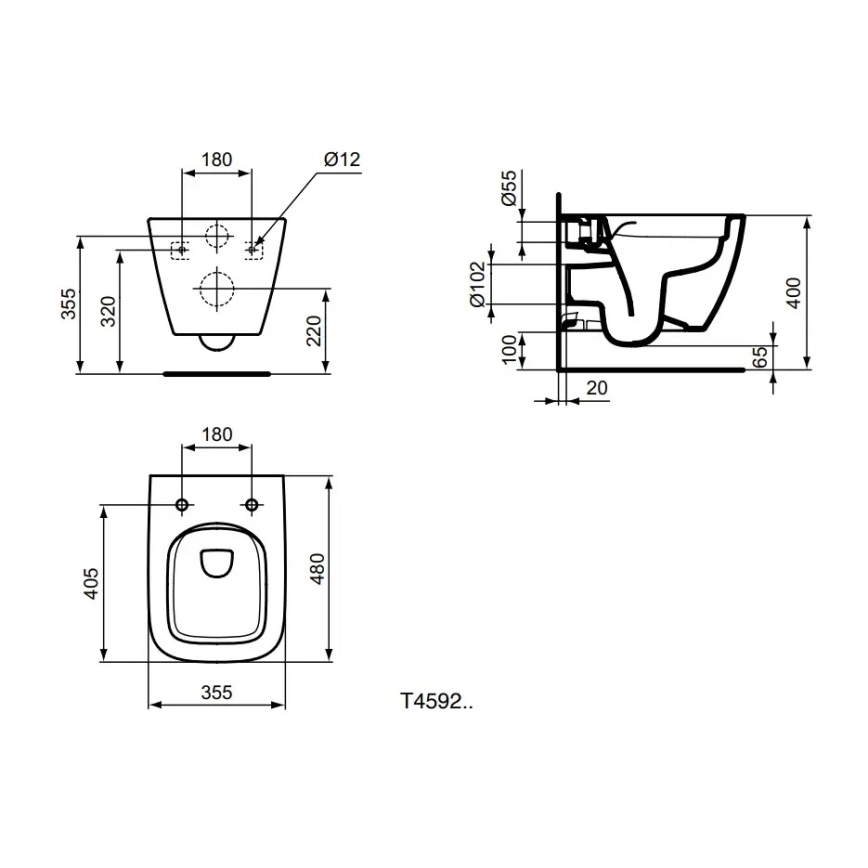 Ideal Standard T459201 - Vaso sospeso Rimless I.LIFE S ceramica/bianco