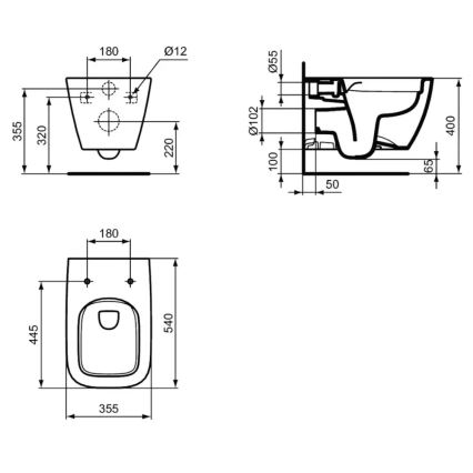 Ideal Standard T461401 - WC sospeso Rimless I.LIFE B ceramica/bianco