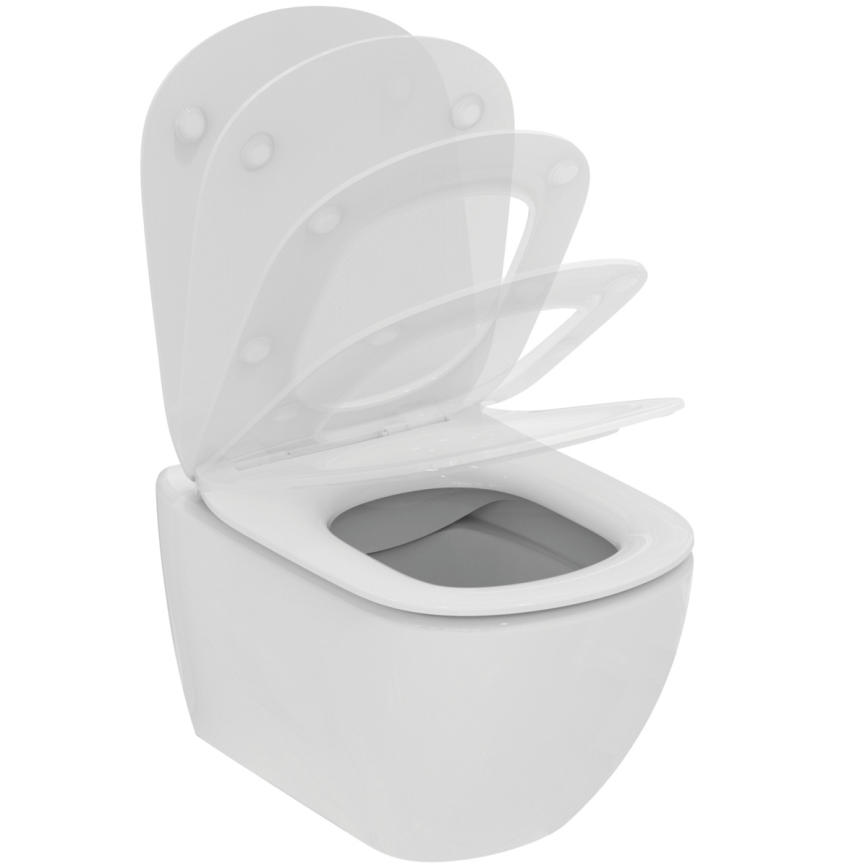 Ideal Standard T536001 - WC sospeso senza brida con sedile SoftClose TESI, in ceramica, bianco
