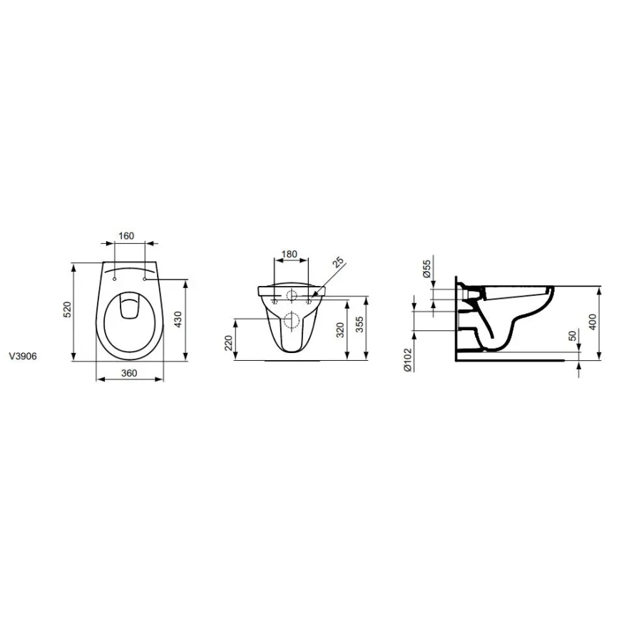 Ideal Standard V390601 - WC sospeso EUROVIT ceramica/bianco