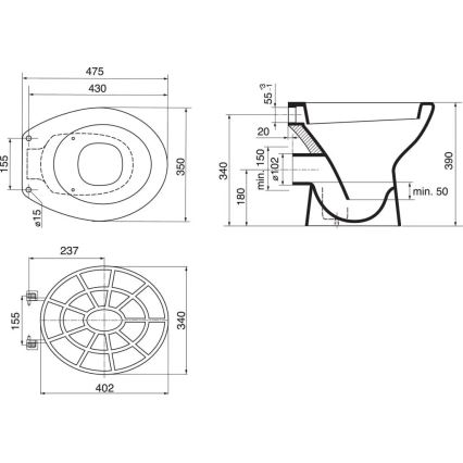 Ideal Standard VV612000 - Griglia in plastica per lavatoio 34x40,2 cm grigia