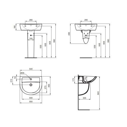 Ideal Standard W332601 - Lavabo sospeso EUROVIT 55x46 cm ceramica/bianco