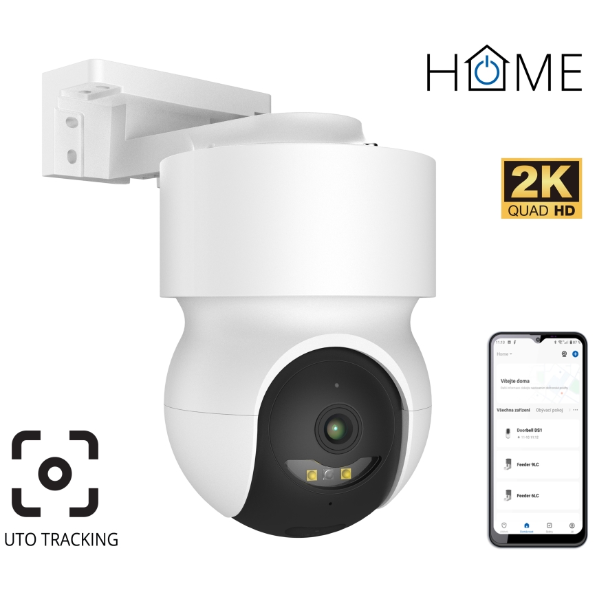 Telecamera da esterno intelligente con sensore di movimento 2K 12V IP65 Wi-Fi Tuya bianca