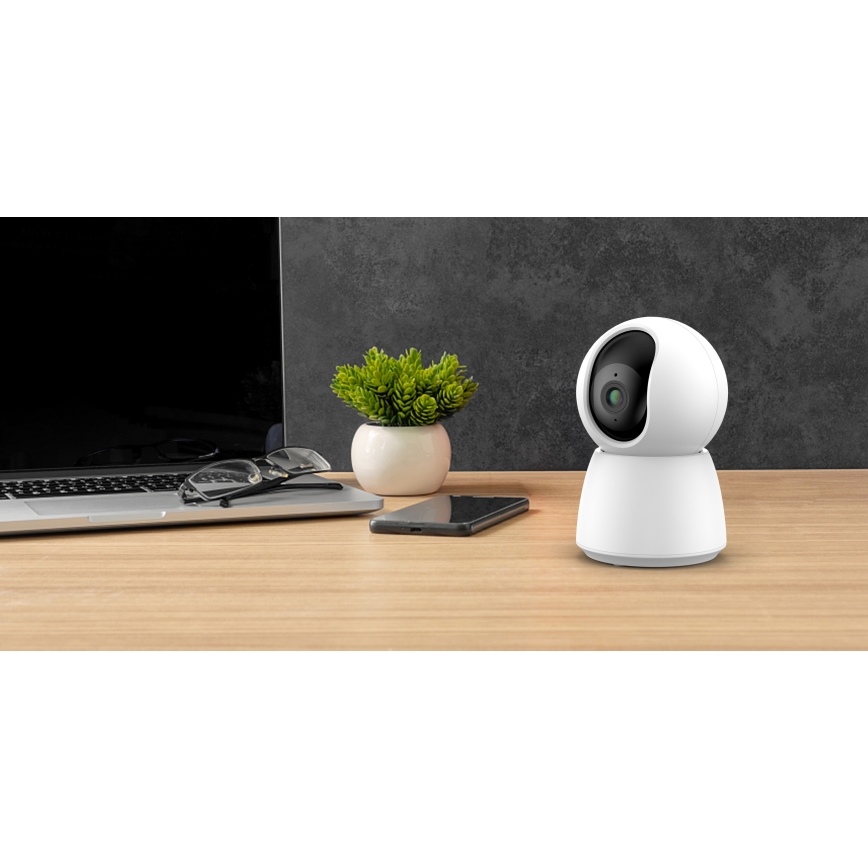 Telecamera smart 2K con sensore di movimento, 5V, Wi-Fi, Tuya, bianca