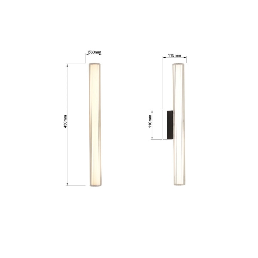 Illuminazione LED per specchio da bagno LINEA LED/8W/230V 3000/4000/6000K IP44 45 cm nero