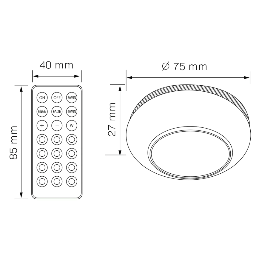Illuminazione LED RGBW dimmerabile per mobili LED/0,5W/4,5V 3xAAA bianco + telecomando