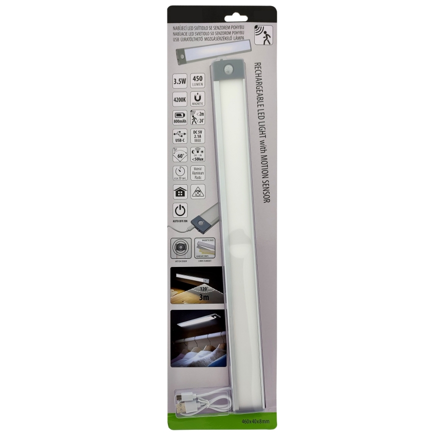 Illuminazione LED ricaricabile per mobili con sensore LED/3,5W/5V USB 800 mAh 4200K 46 cm